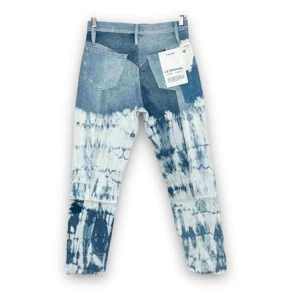 NWT FRAME 90s High Rise Acid Wash Denim Ankle Crop Raw Hem Straight Leg Jeans 25 - Picture 9 of 14